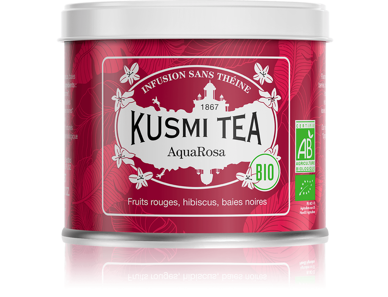 Kusmi Tea Sypaný ovocný čaj Aqua Rosa Bio, kovová dóza 100 g 21631A1070