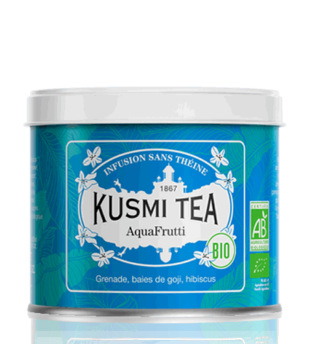 Kusmi Tea Sypaný bylinný čaj AquaFrutti Bio, kovová dóza 100 g 21683A1070
