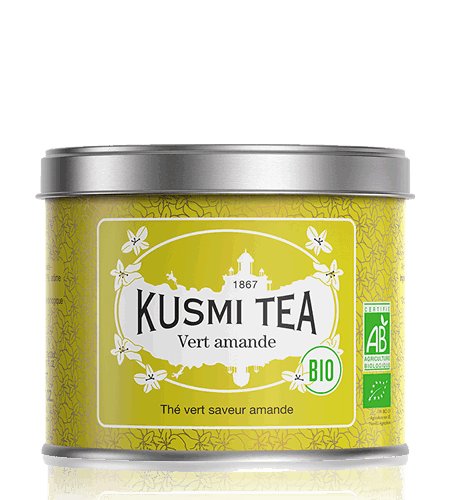 Kusmi Tea Sypaný zelený čaj Green Almonnd Bio, kovová dóza 100 g 21056A1070