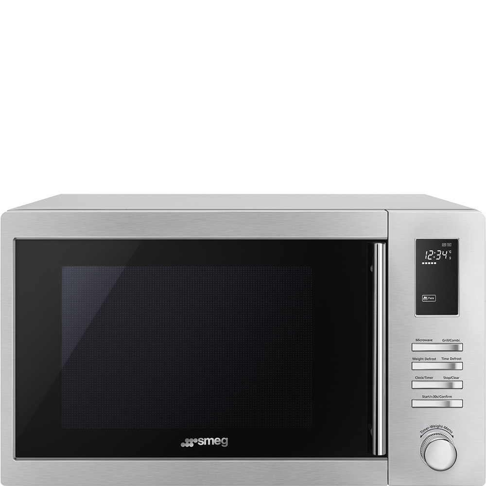 Smeg Volně stojicí mikrovlnná trouba MOE25, 6 funkcí, objem 26 l, nerezová MOE25X