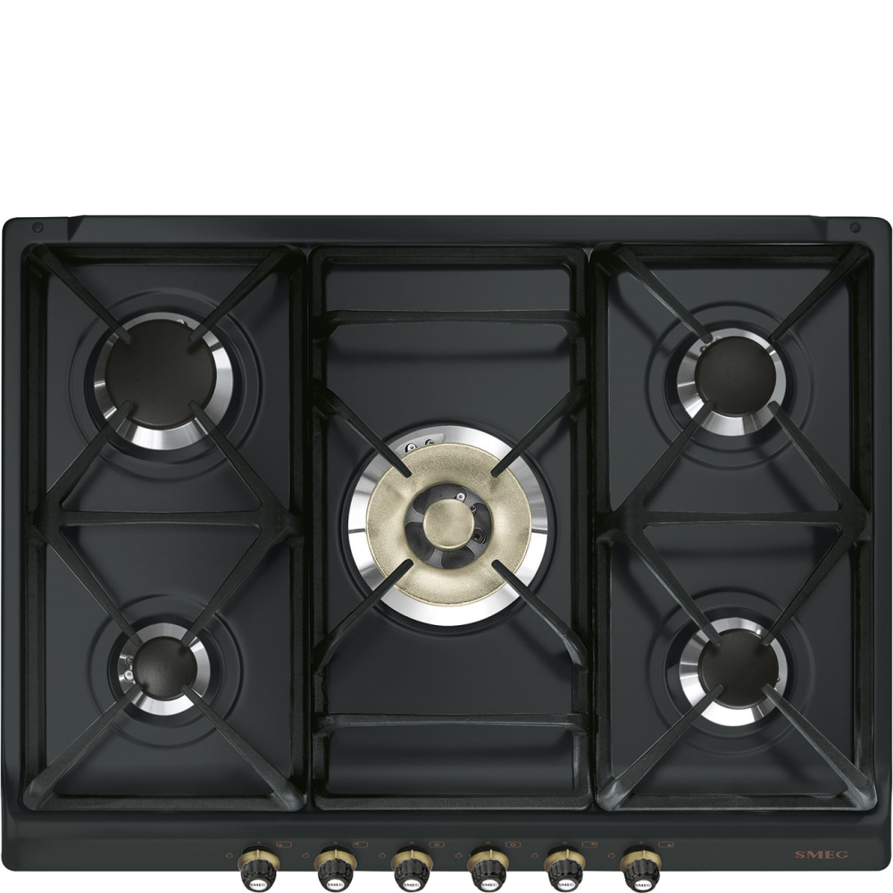 Smeg Plynová varná deska SR775, 75 cm, 5 varných zón, antracit SR775AO