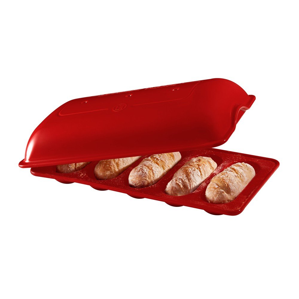Emile Henry Pečící forma na 5 mini bagetek, 39 x 23 cm, granátová 345519