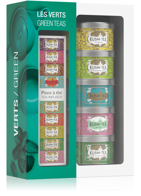 Kusmi Tea Dárková sada zelených čajů s čajovým sítkem VERT525