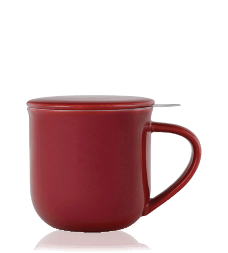 Kusmi Tea Porcelánový hrnek na čaj Minima Eva s nerezovým filtrem, 0,38 l, červený 5000000411