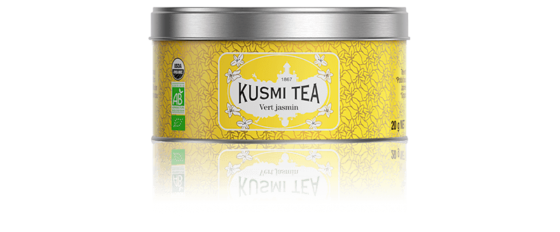 Kusmi Tea Sypaný zelený čaj Green Jasmine Bio, kovová dóza 20 g 21615A1030