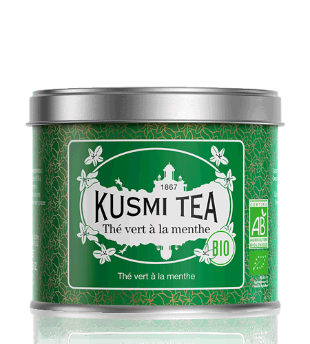 Kusmi Tea Sypaný zelený čaj Spearmint green tea Bio, kovová dóza 100 g 21651A1070