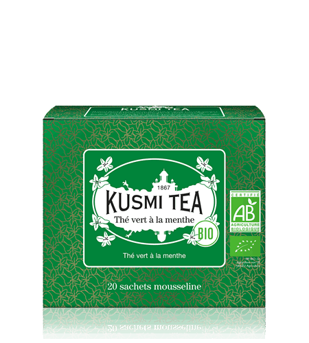 Kusmi Tea Porcovaný zelený čaj Spearmint green tea Bio, 20 sáčků 21651A1120
