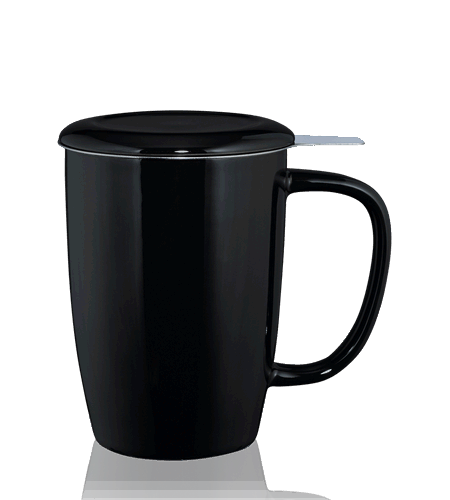 Kusmi Tea Vysoký hrnek na čaj T.TOTEM s nerezovým sítkem, 0,44 l, černý 5000000291