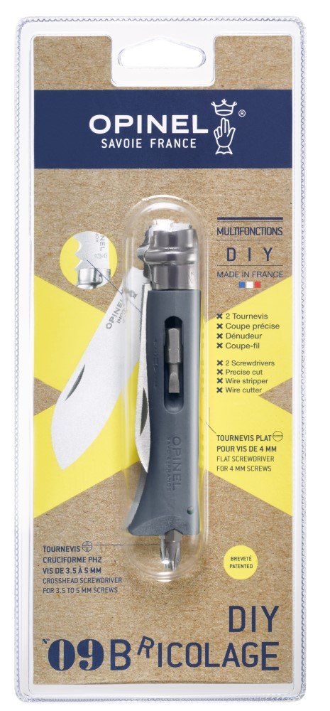 Opinel VR N°09 Inox DIY, kutilský nůž, šedý, blistr 002139