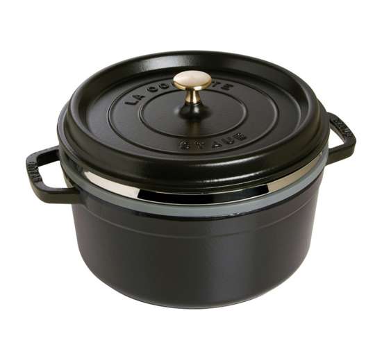 Staub Litinový hrnec s poklicí a napařovací vložkou Cocotte, černá, 26 cm 1133825