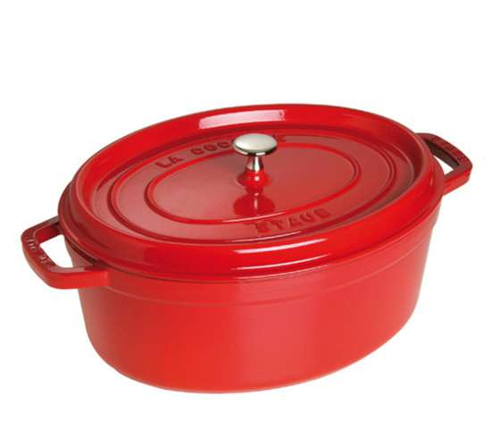 Staub Oválný litinový hrnec s poklicí Cocotte, višňová, 31 cm / 5,5 l 1103106