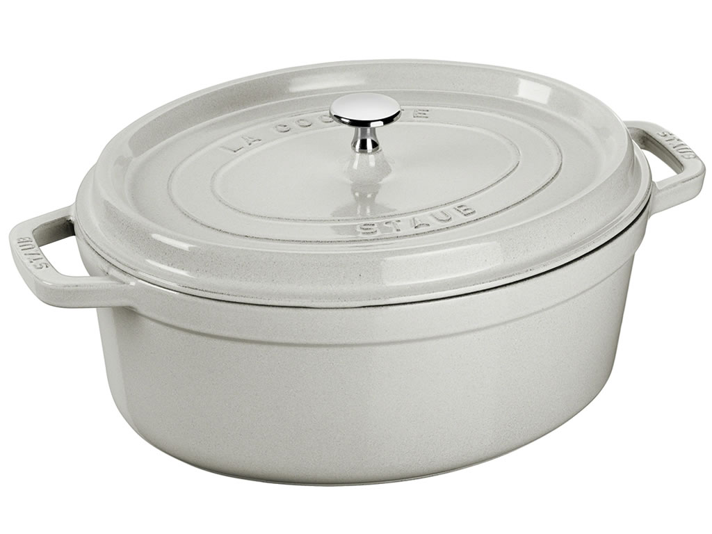 Staub Oválný litinový hrnec s poklicí Cocotte, bílý lanýž, 37 cm / 8,0 l 11037107