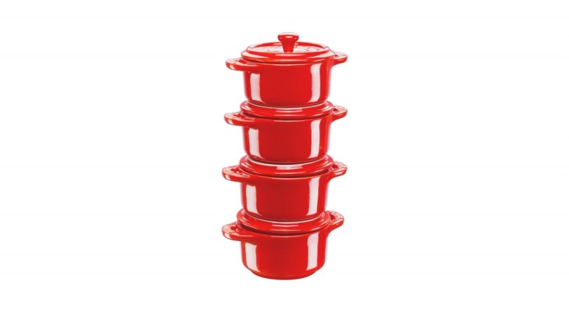Staub Sada 4 keramických forem Mini Cocotte, Ø 10 cm, višeň 40508-158
