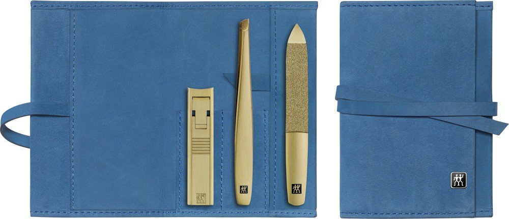 Zwilling Beauty Twinox Gold Edition dámská manikúra, modrá kůže, 3 ks 97720-008 97720-008