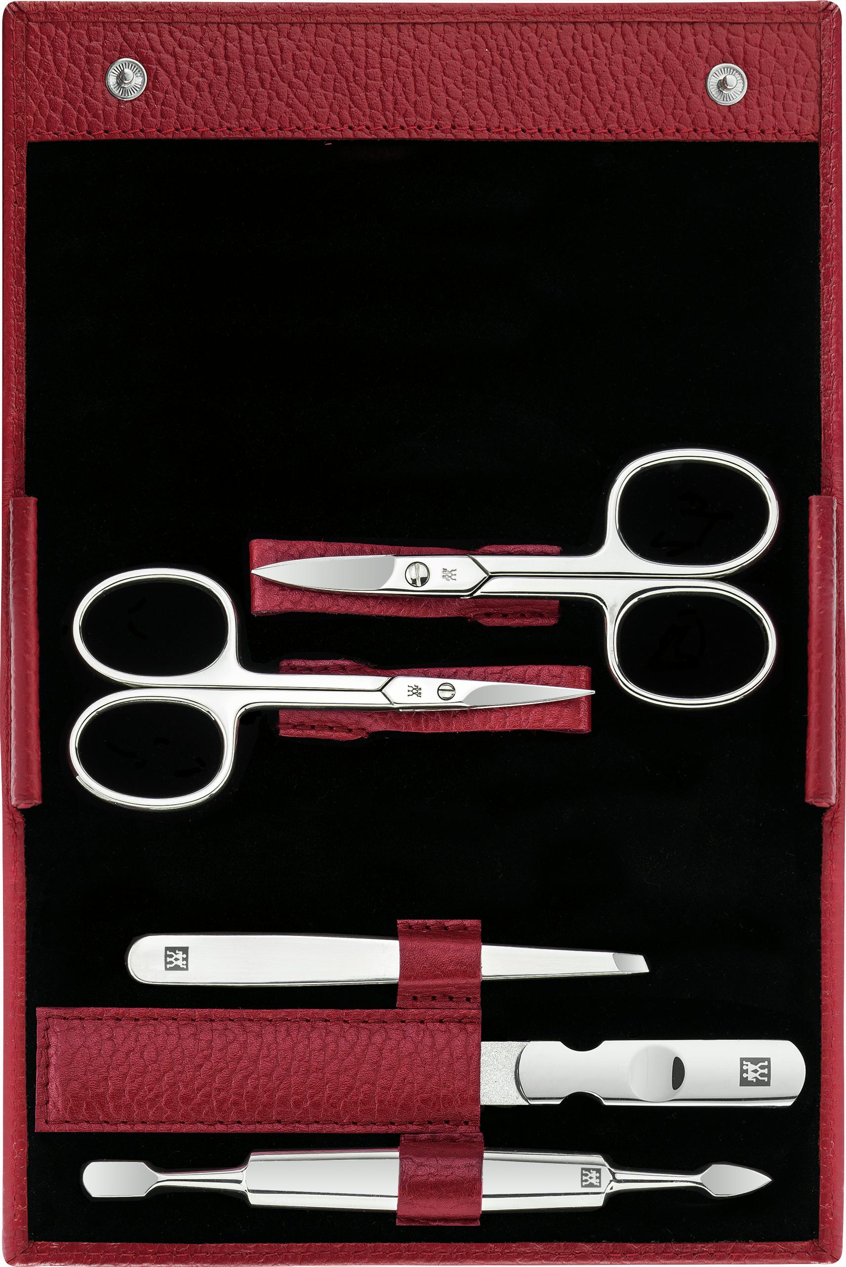 Zwilling Beauty Classic manikúra, červená kůže, 5 ks (2x nůžky) 97438-003