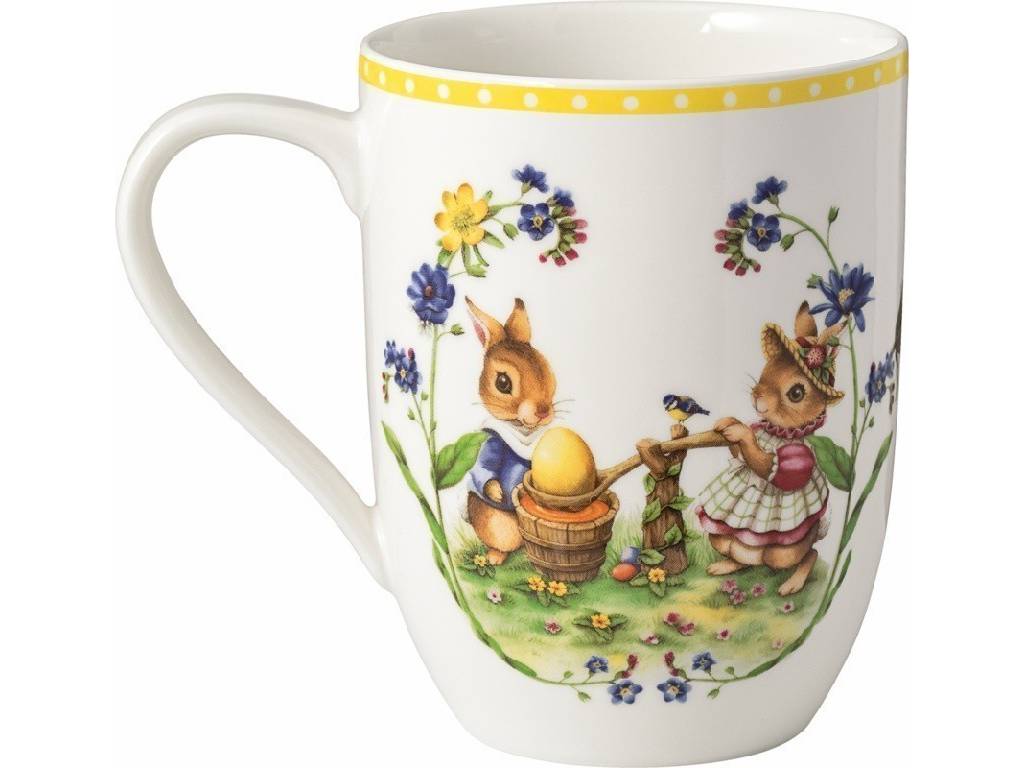Villeroy & Boch Hrnek Spring Awakening, zajíčci zdobí vajíčko, 0,37 l 14-8638-4868