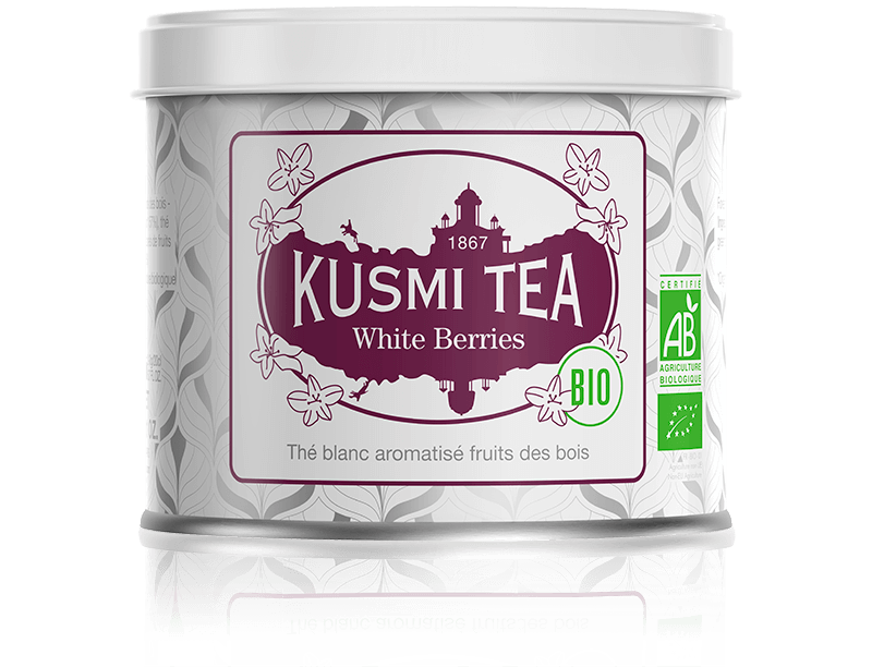 Kusmi Tea Sypaný bílý čaj White Berries Bio, kovová dóza 90 g 21095A1070