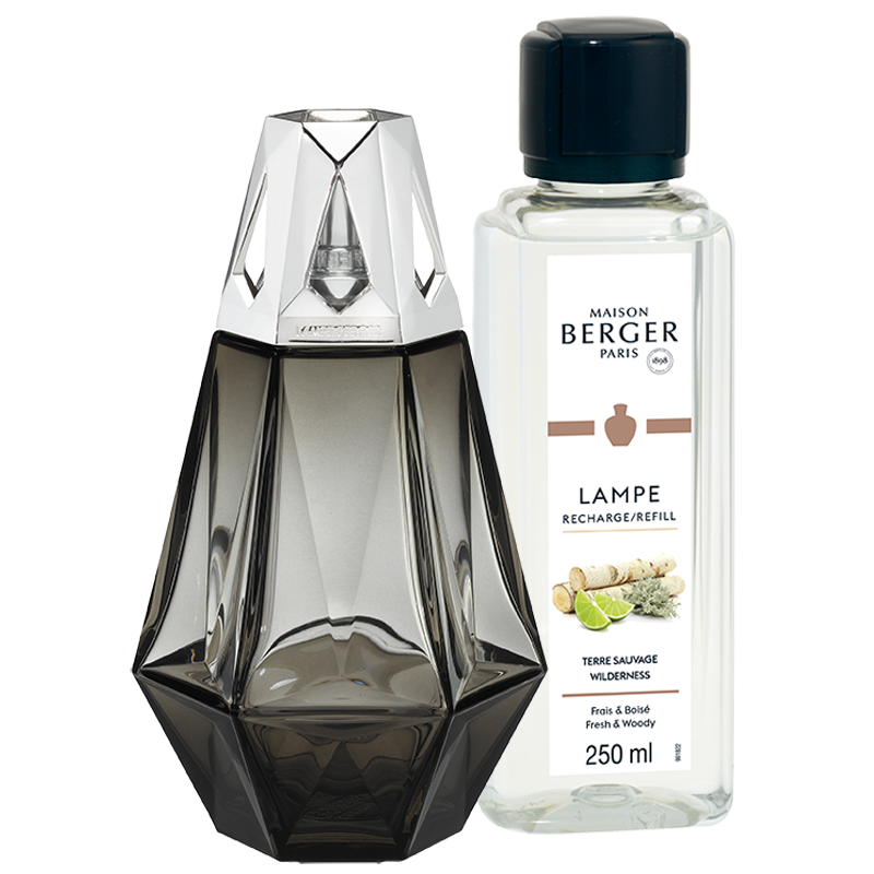 Maison Berger Paris Dárková sada: katalytická lampa Prisme + Divočina, 250 ml, černá 4756