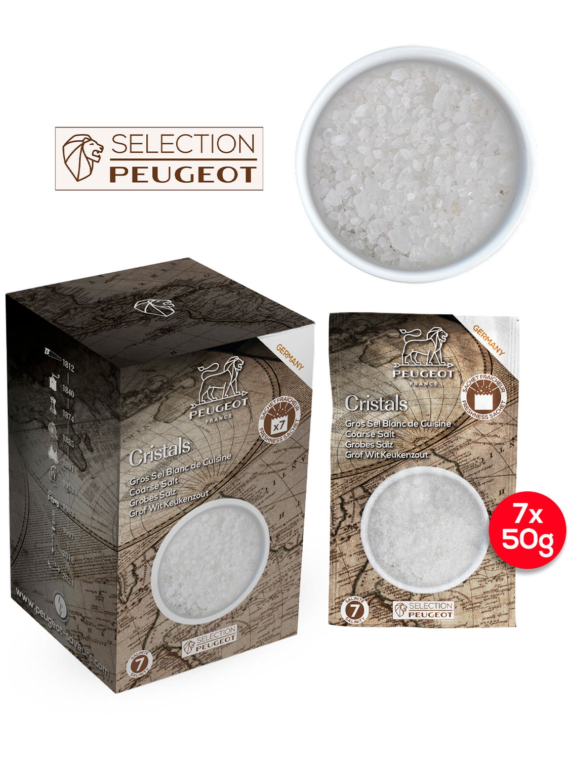 Peugeot Hrubá sůl z Německa, 7 x 50 g 42721