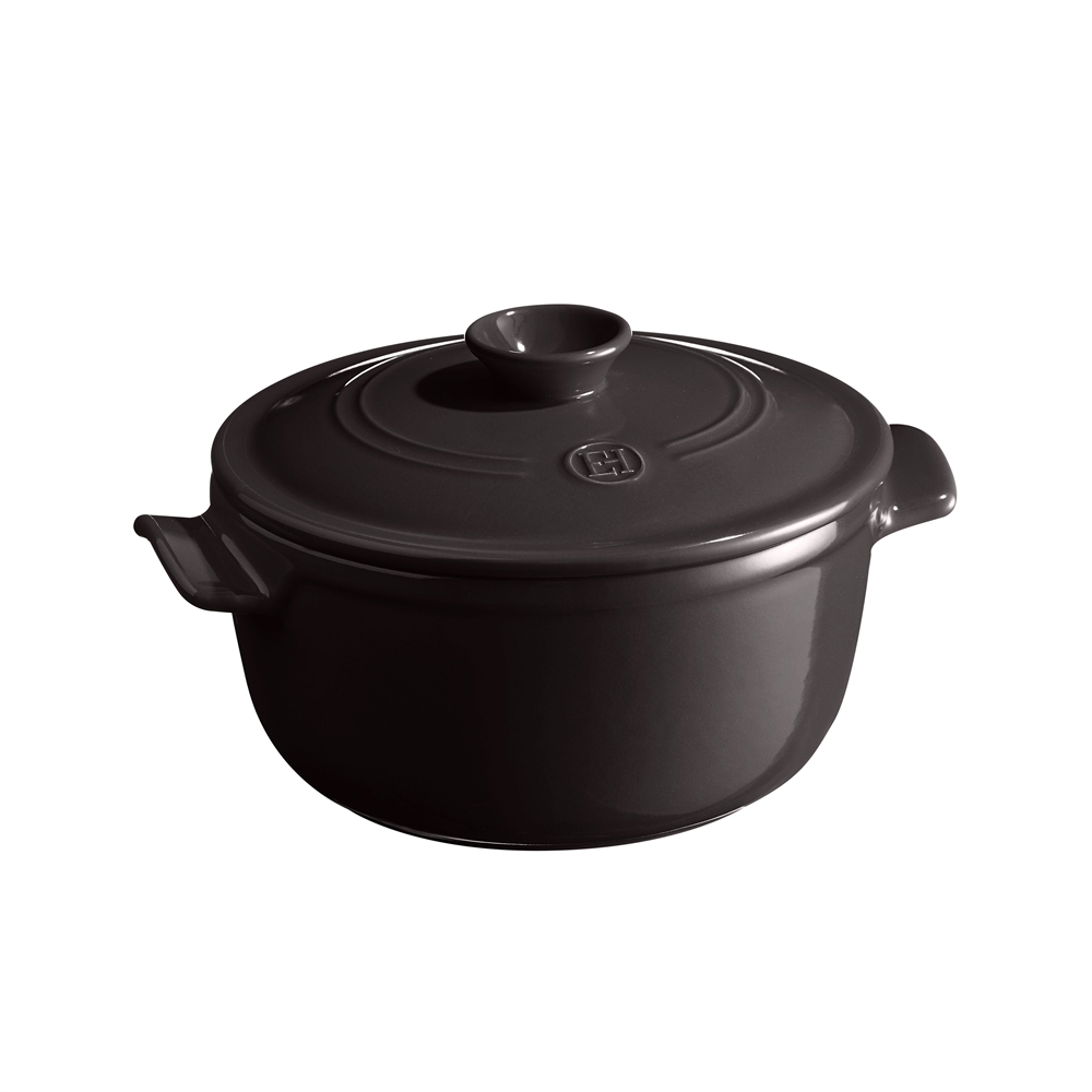 Emile Henry Keramický hrnec s poklicí Flame, Ø 22 cm / 2,5 l, pepřová 794525