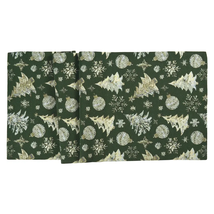 Sander Žakárový běhoun na stůl Crystal Tree, 50 x 140 cm, green 853169-02