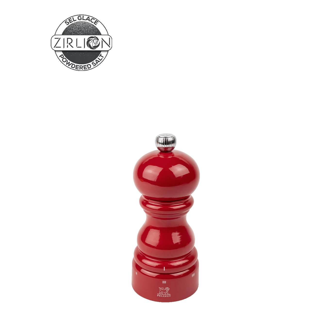 Peugeot Dřevěný mlýnek Paris na sůl u’Select Zirlion, 12 cm, lak vášnivě červená 4120500