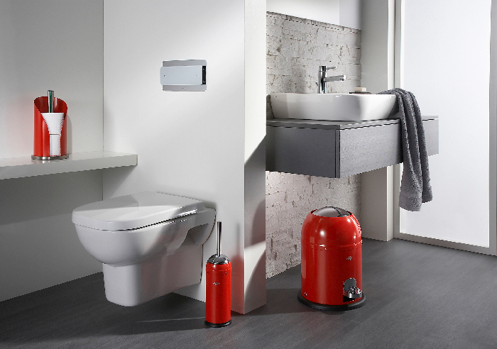 Červený Wesko držák na toaletní papír/ubrousky, wc kartáč, odpadkový koš Single Master