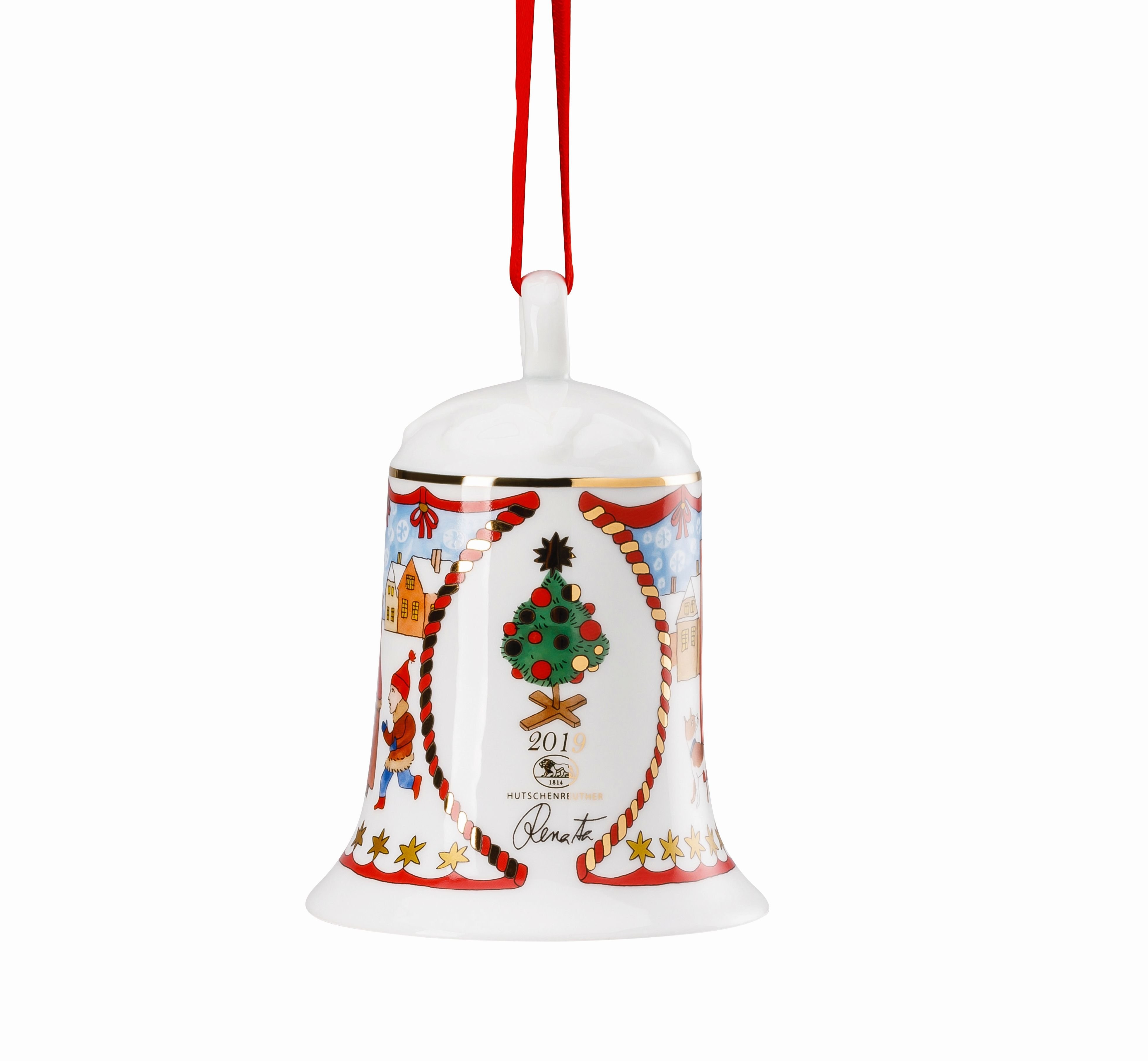 Rosenthal Porcelánový zvonček na stromček Vianočný trh, 12 cm 02250-727312-27916